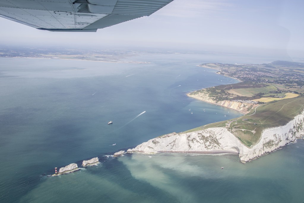 The Isle-of-Wight needles washing into the Channel